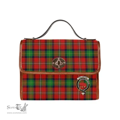 Scottish Canvas Bag Fullerton Clan Clan Tartan Waterproof Canvas Bag - Crest Classic Scottish Plaid Tartan Plaid