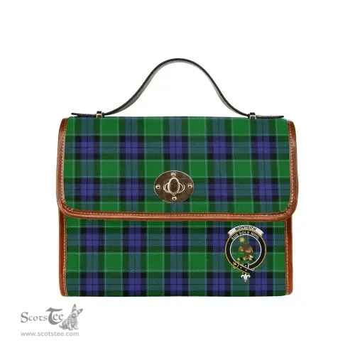 Scottish Canvas Bag Monteith Clan Clan Tartan Waterproof Canvas Bag - Crest Classic Scottish Plaid Tartan Plaid