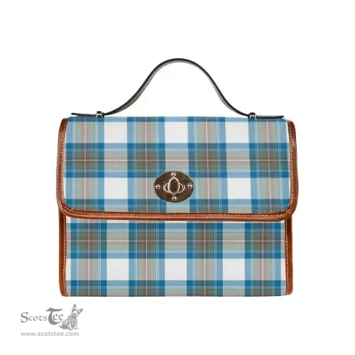 Scottish Canvas Bag Stewart Muted Blue Clan Tartan Waterproof Canvas Bag - Classic Scottish Plaid Tartan Plaid