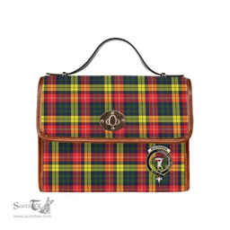 Scottish Canvas Bag Buchanan Clan Clan Tartan Waterproof Canvas Bag - Crest Classic Scottish Plaid Tartan Plaid