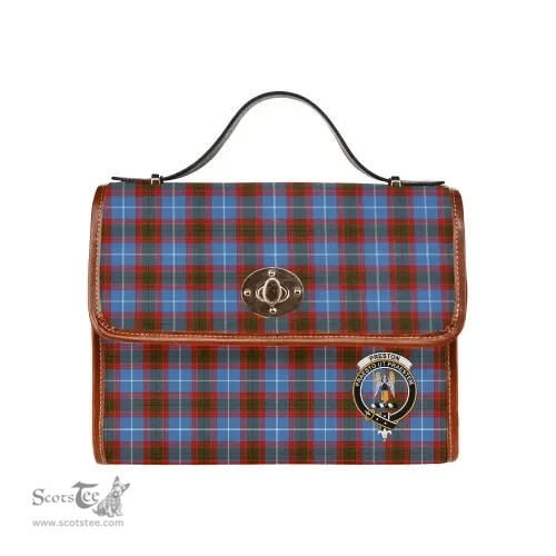 Scottish Canvas Bag Preston Clan Clan Tartan Waterproof Canvas Bag - Crest Classic Scottish Plaid Tartan Plaid