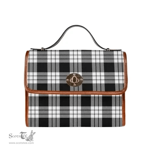 Scottish Canvas Bag MacFarlane Black & White Clan Tartan Waterproof Canvas Bag - Classic Scottish Plaid Tartan Plaid