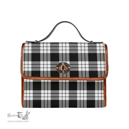 Scottish Canvas Bag MacFarlane Black & White Clan Tartan Waterproof Canvas Bag - Classic Scottish Plaid Tartan Plaid