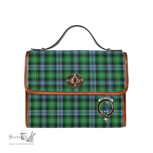 Scottish Canvas Bag Arbuthnot Clan Clan Tartan Waterproof Canvas Bag - Crest Classic Scottish Plaid Tartan Plaid