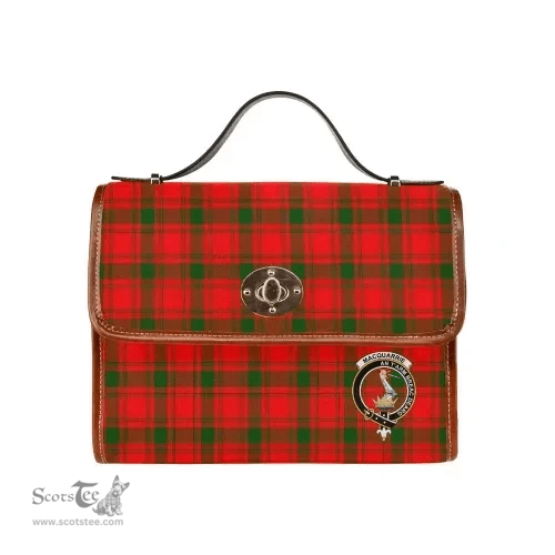 Scottish Canvas Bag MacQuarrie Clan Clan Tartan Waterproof Canvas Bag - Crest Classic Scottish Plaid Tartan Plaid