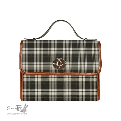 Scottish Canvas Bag Menzies Black & White Ancient Clan Tartan Waterproof Canvas Bag - Classic Scottish Plaid Tartan Plaid
