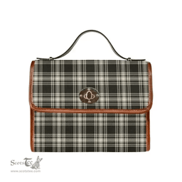 Scottish Canvas Bag Menzies Black & White Ancient Clan Tartan Waterproof Canvas Bag - Classic Scottish Plaid Tartan Plaid