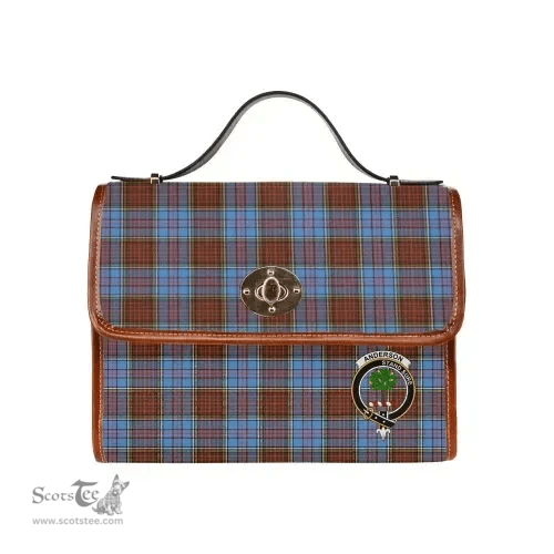 Scottish Canvas Bag Anderson Clan Clan Tartan Waterproof Canvas Bag - Crest Classic Scottish Plaid Tartan Plaid