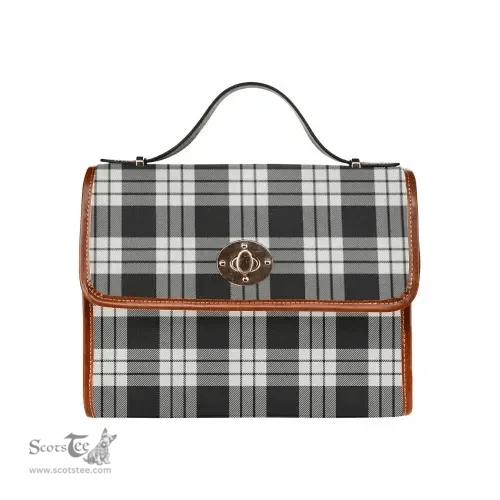 Scottish Canvas Bag MacFarlane Black & White Ancient Clan Tartan Waterproof Canvas Bag - Classic Scottish Plaid Tartan Plaid