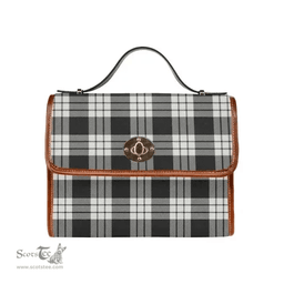 Scottish Canvas Bag MacFarlane Black & White Ancient Clan Tartan Waterproof Canvas Bag - Classic Scottish Plaid Tartan Plaid