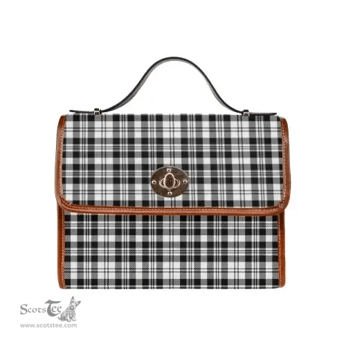 Scottish Canvas Bag Scott Black & White Modern Clan Tartan Waterproof Canvas Bag - Classic Scottish Plaid Tartan Plaid