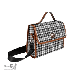 Scottish Canvas Bag Scott Black & White Modern Clan Tartan Waterproof Canvas Bag - Classic Scottish Plaid Tartan Plaid