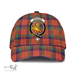 Scottish Nicolson Ancient Clan Tartan Tartan Cap - Crest Classic Scottish Plaid Tartan Plaid