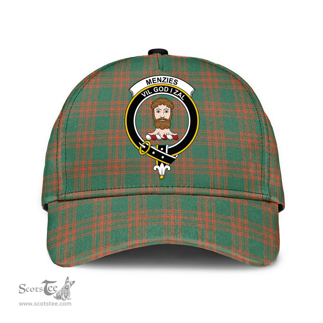 Scottish Menzies Green Ancient Clan Tartan Tartan Cap - Crest Classic Scottish Plaid Tartan Plaid