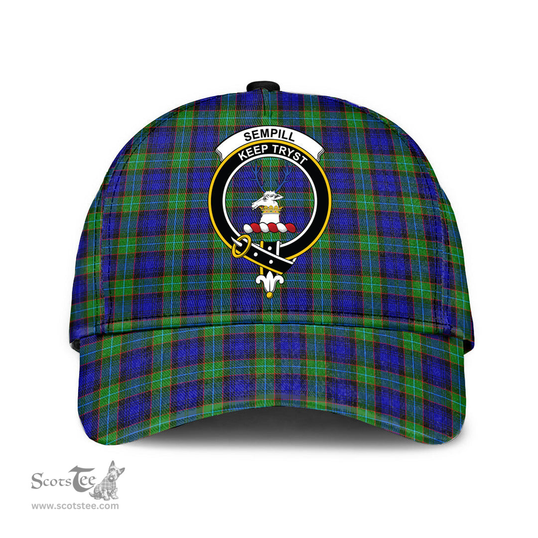Scottish Sempill Modern Clan Tartan Tartan Cap - Crest Classic Scottish Plaid Tartan Plaid