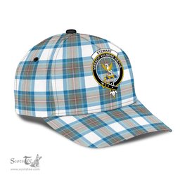 Scottish Stewart Muted Blue Clan Tartan Tartan Cap - Crest Classic Scottish Plaid Tartan Plaid