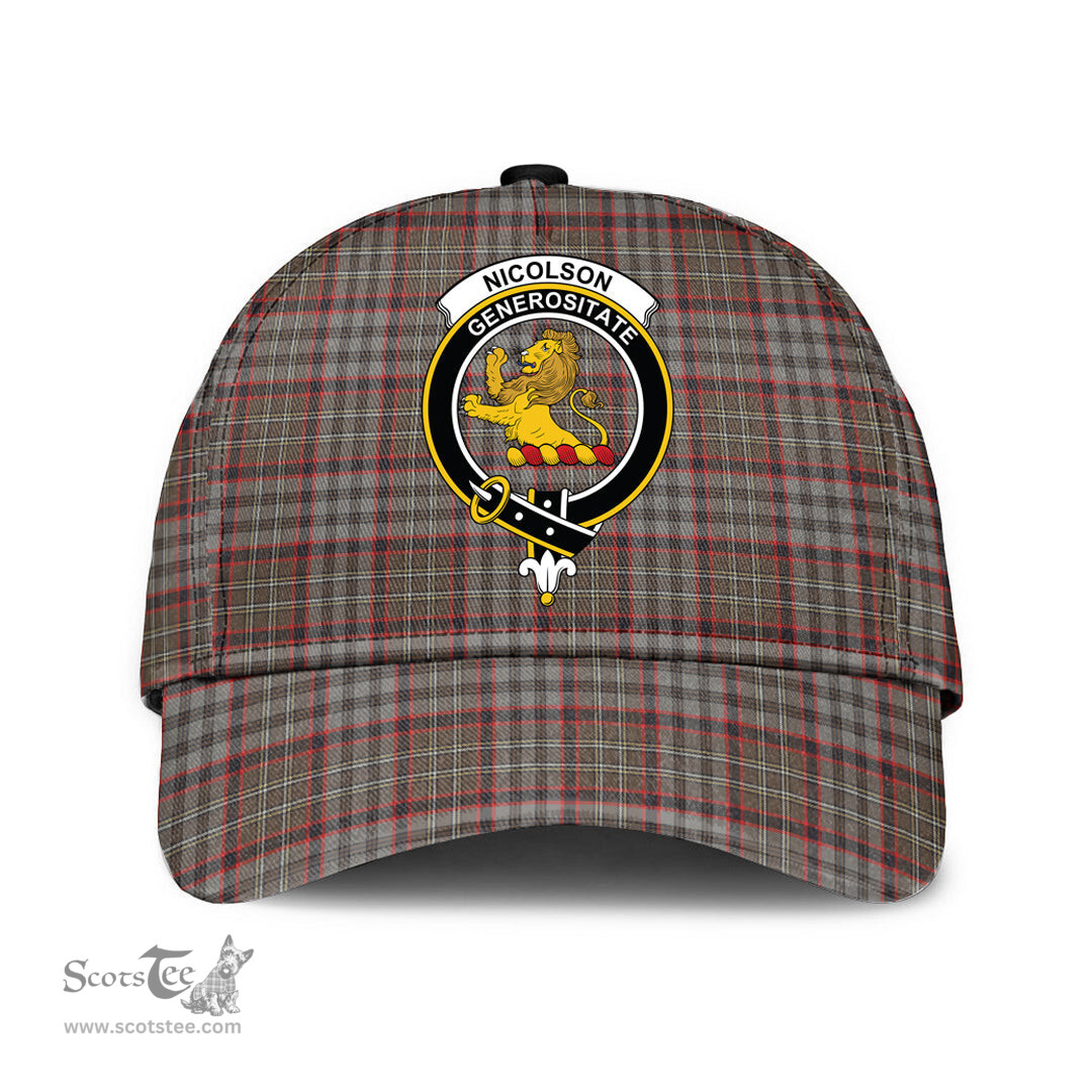 Scottish Nicolson Hunting Weathered Clan Tartan Tartan Cap - Crest Classic Scottish Plaid Tartan Plaid