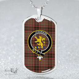 ScottishPlaid Cumming Hunting (Cumming Glenorchy) Weathered Clan Tartan Dog Tag Necklace - Crest Classic Scottish Plaid Tartan Plaid
