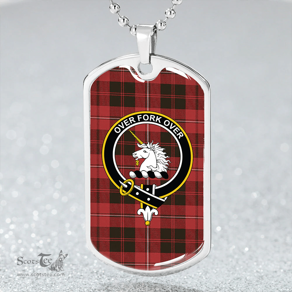 ScottishPlaid Cunningham Weathered Clan Tartan Dog Tag Necklace - Crest Classic Scottish Plaid Tartan Plaid