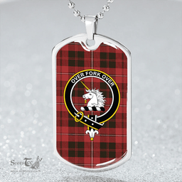 ScottishPlaid Cunningham Weathered Clan Tartan Dog Tag Necklace - Crest Classic Scottish Plaid Tartan Plaid