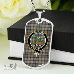 ScottishPlaid Dinwoodie Weathered Clan Tartan Dog Tag Necklace - Crest Classic Scottish Plaid Tartan Plaid