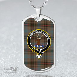 ScottishPlaid Davidson (Vestiarium Scoticum) Weathered Clan Tartan Dog Tag Necklace - Crest Classic Scottish Plaid Tartan Plaid