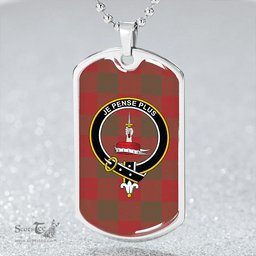 ScottishPlaid Erskine Clan Tartan Dog Tag Necklace - Crest Classic Scottish Plaid Tartan Plaid