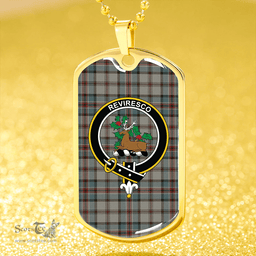 ScottishPlaid Dinwoodie Weathered Clan Tartan Dog Tag Necklace - Crest Classic Scottish Plaid Tartan Plaid