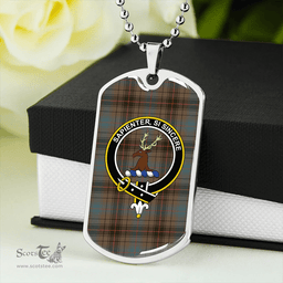 ScottishPlaid Davidson (Vestiarium Scoticum) Weathered Clan Tartan Dog Tag Necklace - Crest Classic Scottish Plaid Tartan Plaid