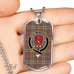 ScottishPlaid Currie of Arran Weathered Clan Tartan Dog Tag Necklace - Crest Classic Scottish Plaid Tartan Plaid