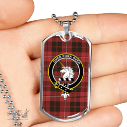 ScottishPlaid Cunningham Weathered Clan Tartan Dog Tag Necklace - Crest Classic Scottish Plaid Tartan Plaid