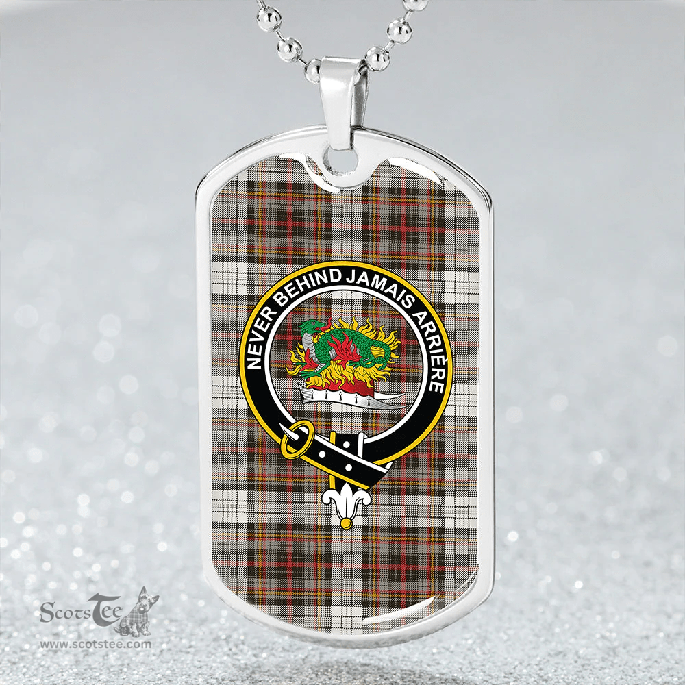 ScottishPlaid Douglas Dress Weathered Clan Tartan Dog Tag Necklace - Crest Classic Scottish Plaid Tartan Plaid