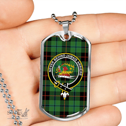 ScottishPlaid Douglas Black Ancient Clan Tartan Dog Tag Necklace - Crest Classic Scottish Plaid Tartan Plaid