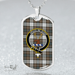 ScottishPlaid Forbes Dress Weathered Clan Tartan Dog Tag Necklace - Crest Classic Scottish Plaid Tartan Plaid
