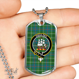 ScottishPlaid Duncan Ancient Clan Tartan Dog Tag Necklace - Crest Classic Scottish Plaid Tartan Plaid