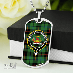 ScottishPlaid Douglas Black Ancient Clan Tartan Dog Tag Necklace - Crest Classic Scottish Plaid Tartan Plaid