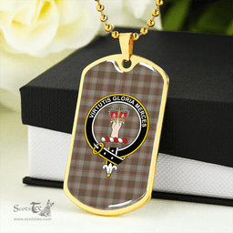 ScottishPlaid Donachie of Brochloch Hunting Weathered Clan Tartan Dog Tag Necklace - Crest Classic Scottish Plaid Tartan Plaid
