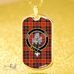 ScottishPlaid Dalrymple of Castleton Modern Clan Tartan Dog Tag Necklace - Crest Classic Scottish Plaid Tartan Plaid