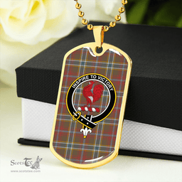 ScottishPlaid Currie of Arran Weathered Clan Tartan Dog Tag Necklace - Crest Classic Scottish Plaid Tartan Plaid