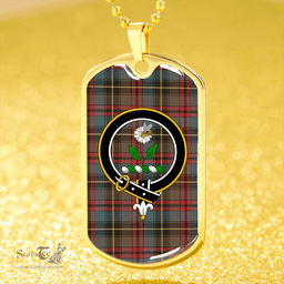 ScottishPlaid Deas Weathered Clan Tartan Dog Tag Necklace - Crest Classic Scottish Plaid Tartan Plaid
