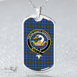 ScottishPlaid Edmonstone Ancient Clan Tartan Dog Tag Necklace - Crest Classic Scottish Plaid Tartan Plaid