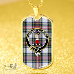 ScottishPlaid Dennistoun Clan Tartan Dog Tag Necklace - Crest Classic Scottish Plaid Tartan Plaid
