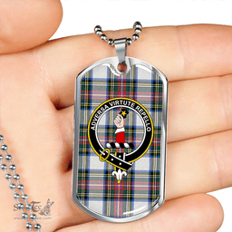 ScottishPlaid Dennistoun Clan Tartan Dog Tag Necklace - Crest Classic Scottish Plaid Tartan Plaid