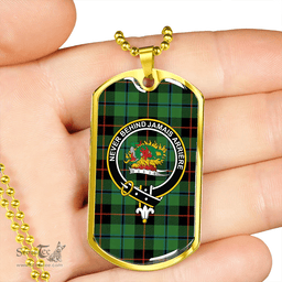 ScottishPlaid Douglas Black Ancient Clan Tartan Dog Tag Necklace - Crest Classic Scottish Plaid Tartan Plaid