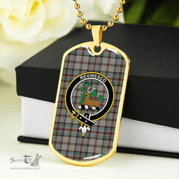 ScottishPlaid Dinwoodie Weathered Clan Tartan Dog Tag Necklace - Crest Classic Scottish Plaid Tartan Plaid