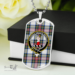 ScottishPlaid Dennistoun Clan Tartan Dog Tag Necklace - Crest Classic Scottish Plaid Tartan Plaid