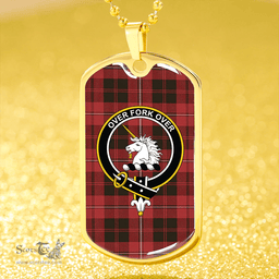 ScottishPlaid Cunningham Weathered Clan Tartan Dog Tag Necklace - Crest Classic Scottish Plaid Tartan Plaid
