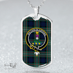 ScottishPlaid Ferguson Modern Clan Tartan Dog Tag Necklace - Crest Classic Scottish Plaid Tartan Plaid