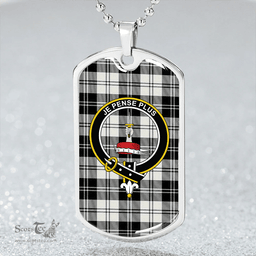 ScottishPlaid Erskine Dress Dance Blue Ancient Clan Tartan Dog Tag Necklace - Crest Classic Scottish Plaid Tartan Plaid