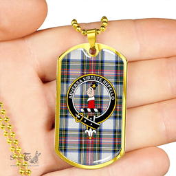 ScottishPlaid Dennistoun Clan Tartan Dog Tag Necklace - Crest Classic Scottish Plaid Tartan Plaid
